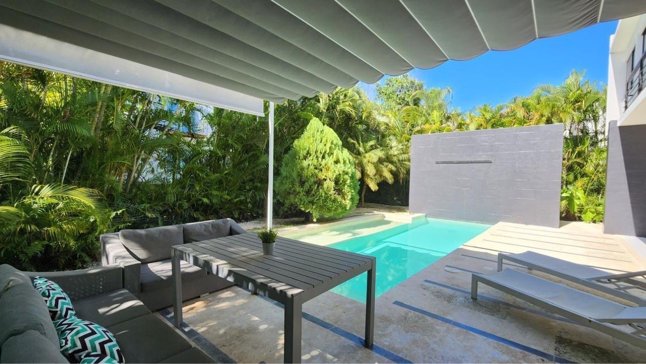 Poolside terrace at the Punta Cana villa
