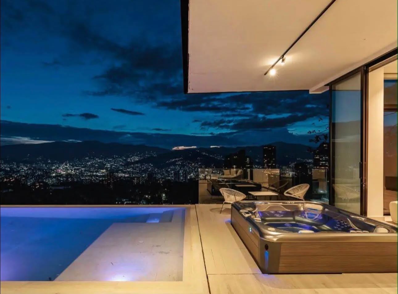 Night terrace with hot tub