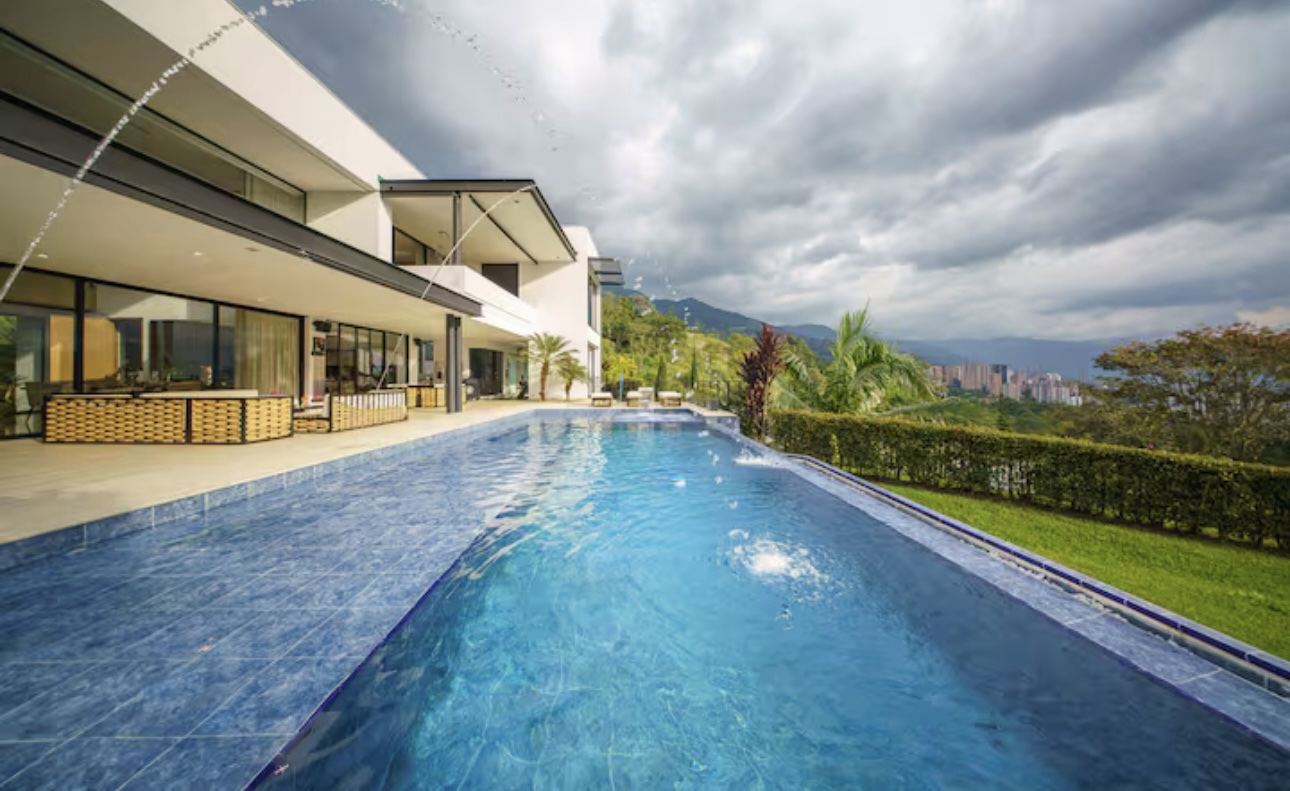 Panoramic pool terrace at the seven-bedroom luxury villa in Colombia