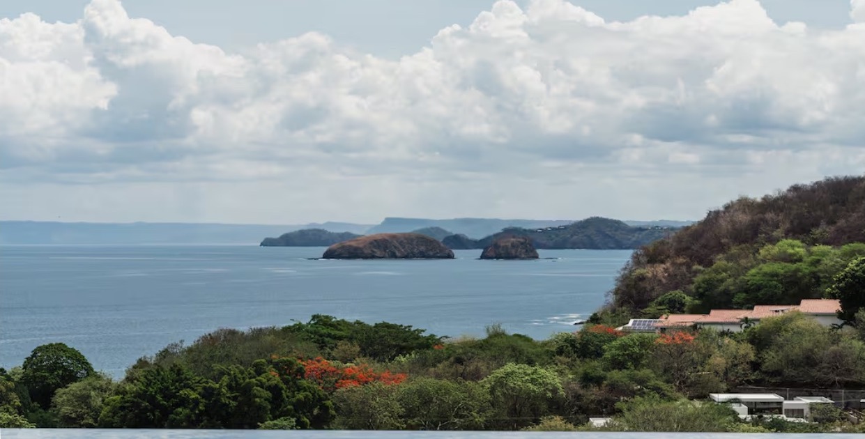Private infinity pool and ocean-view terrace at the four-bedroom villa in Costa Rica