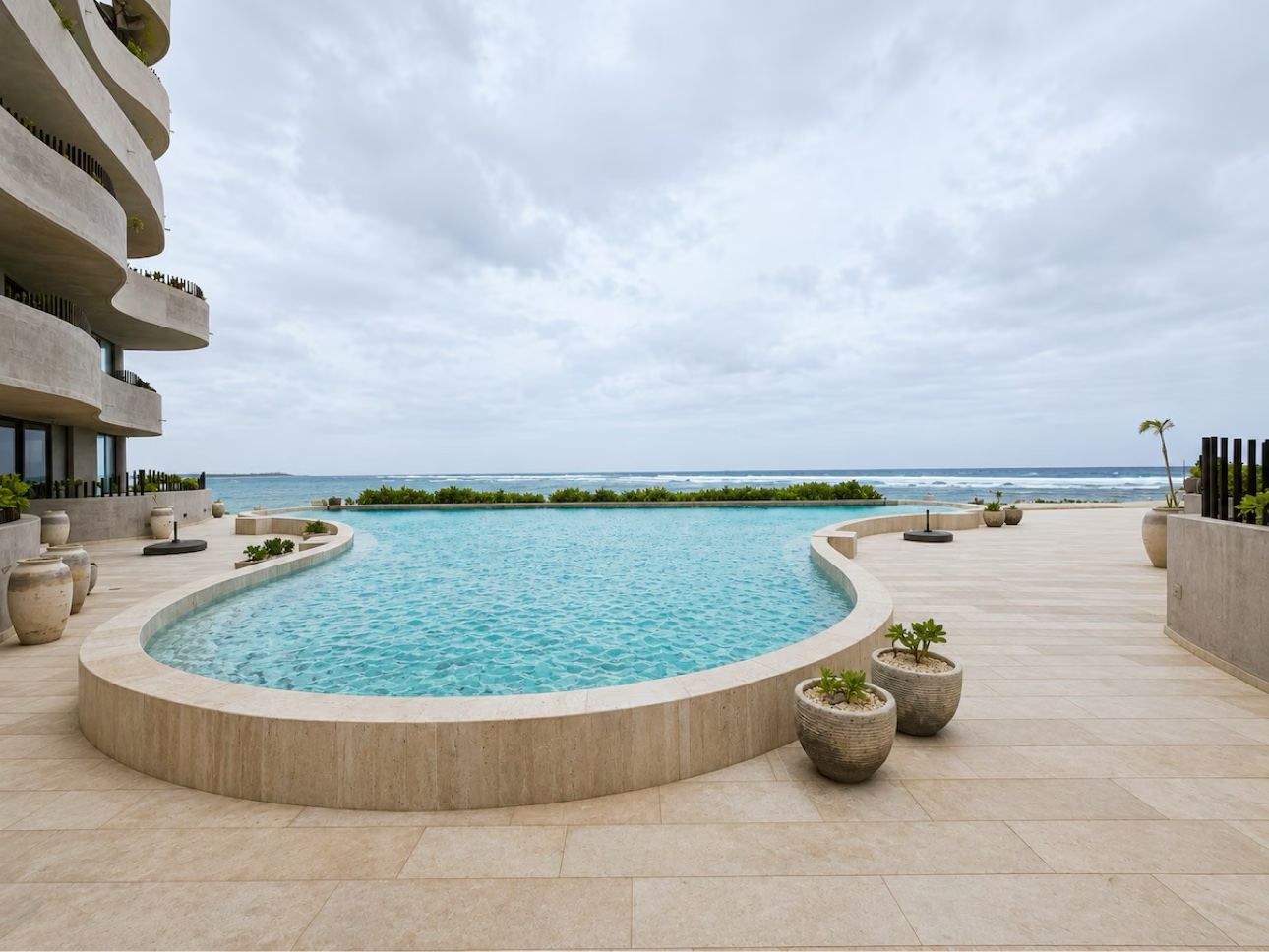 Bedroom with a view toward the beach in Tulum