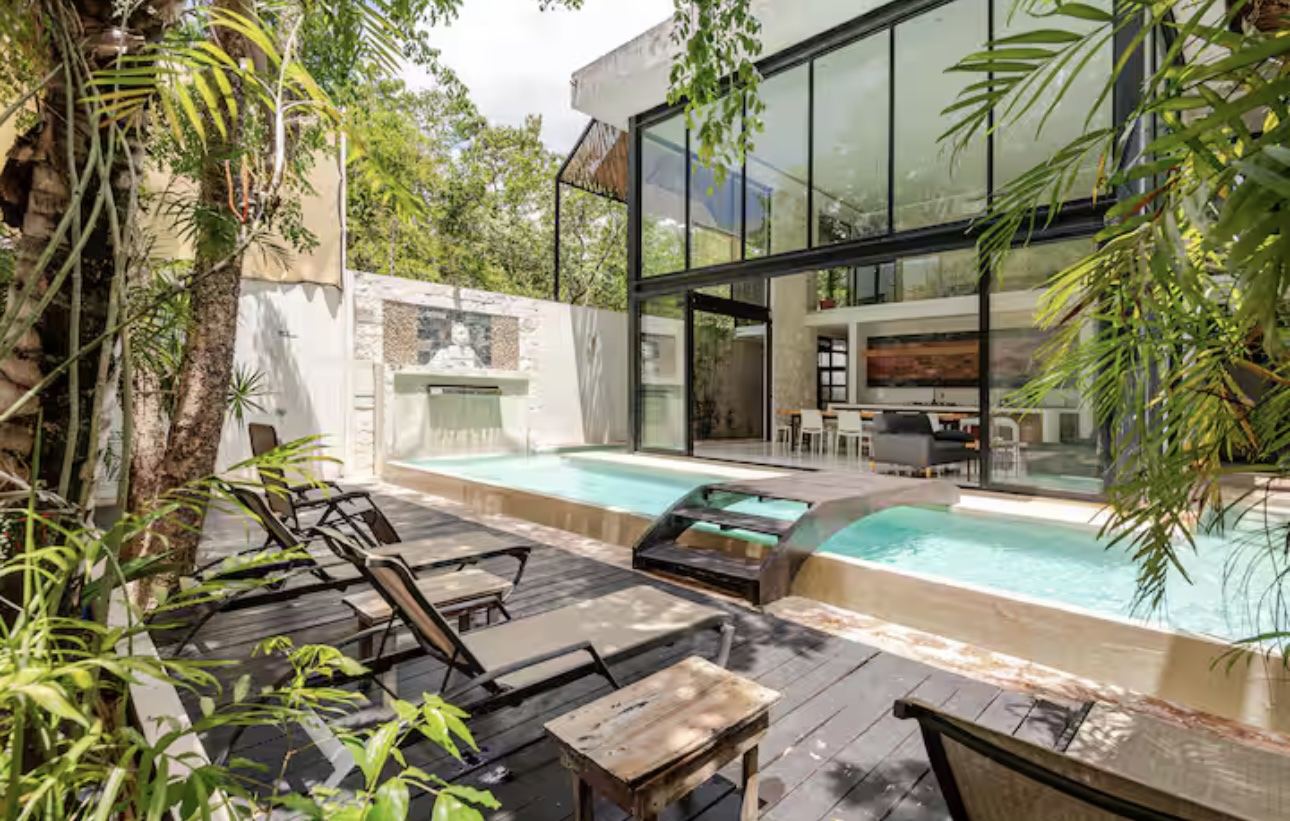 Tropical outdoor area at the Tulum jungle villa